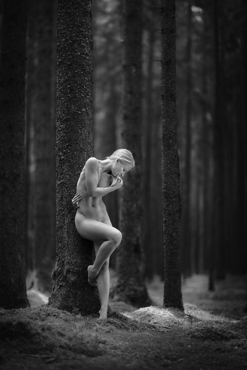 Naked in the forest