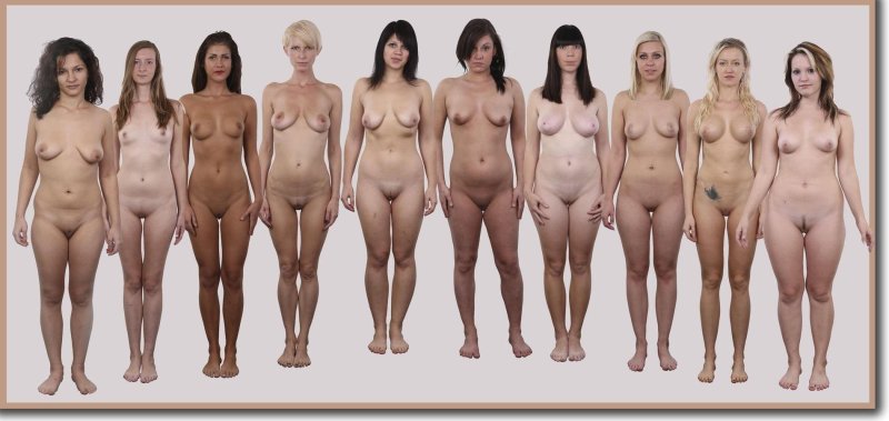 Naked women of different physique
