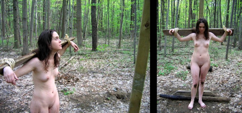 Punishment naked in the forest