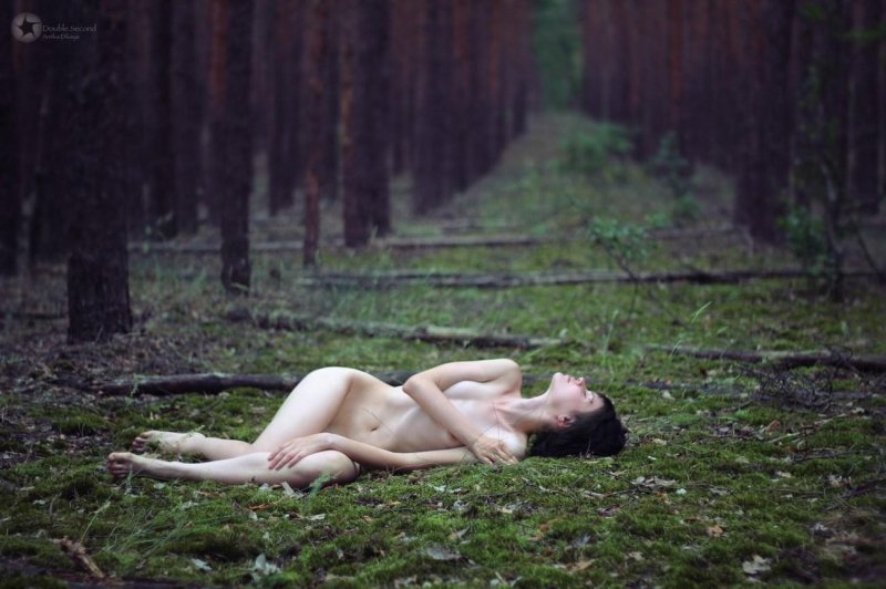 Photo session in the style of nude forest