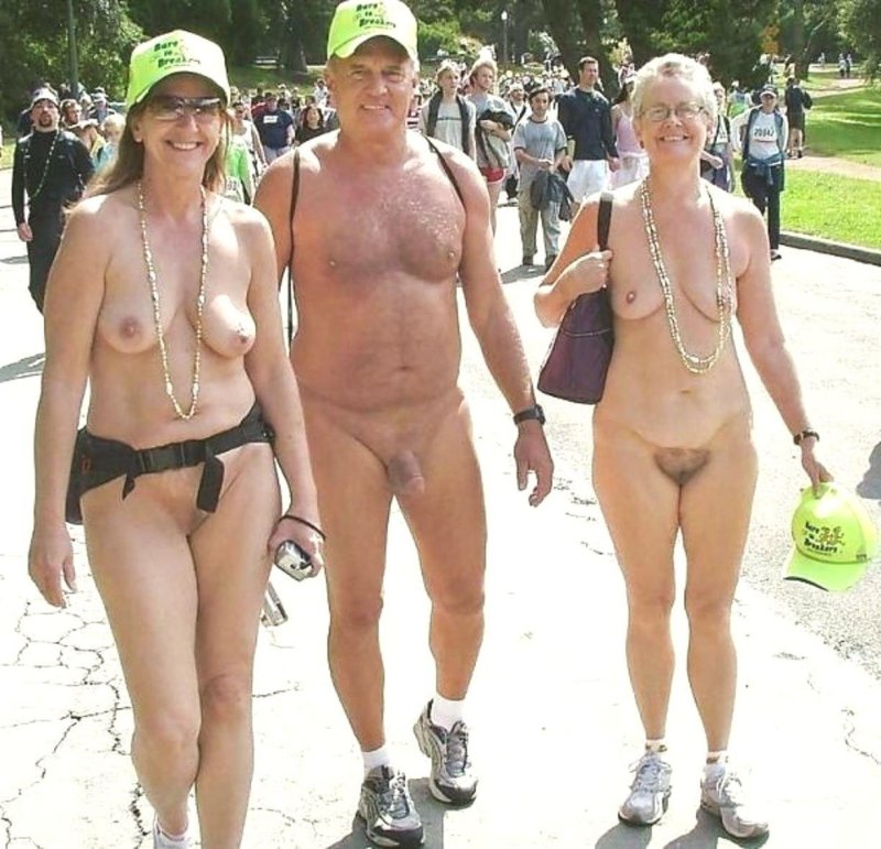 Elderly nudists at the festival