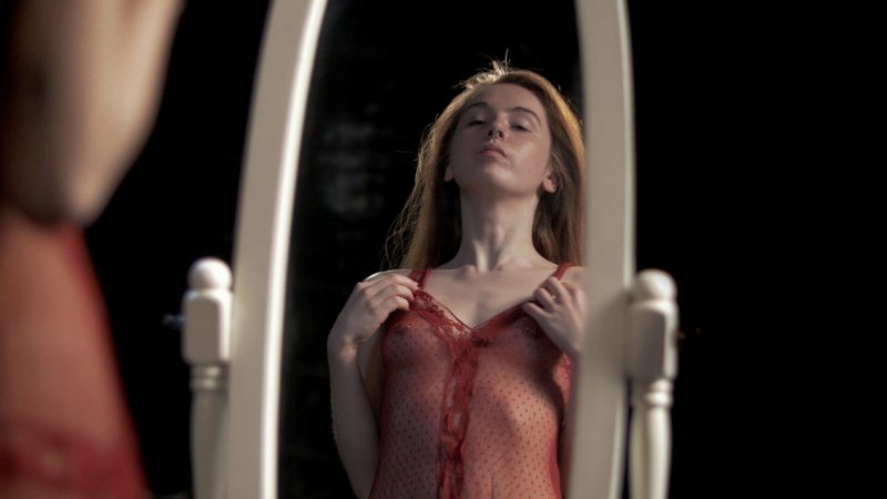 Girl in a red nightie