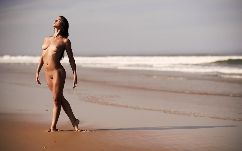 Photo shoot in the style of nude on beach