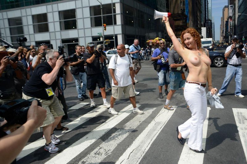 Women New York with bare breasts