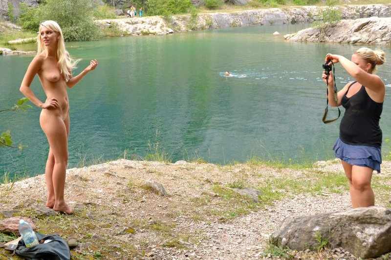 Naked tourists in nature