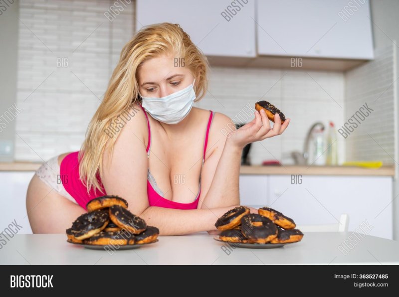 Fat blonde eats