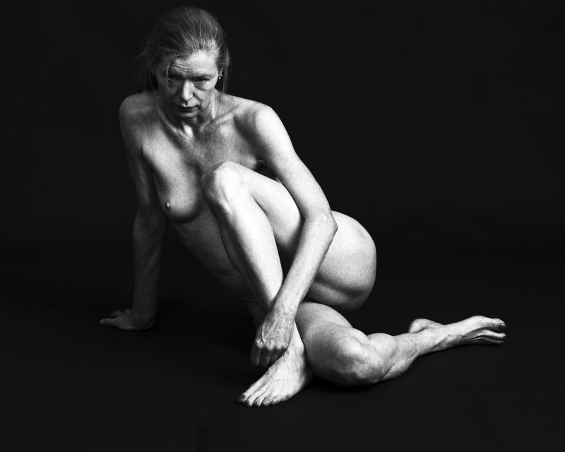Elderly women in the style of nude