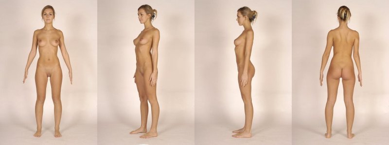 Slender naked anatomy