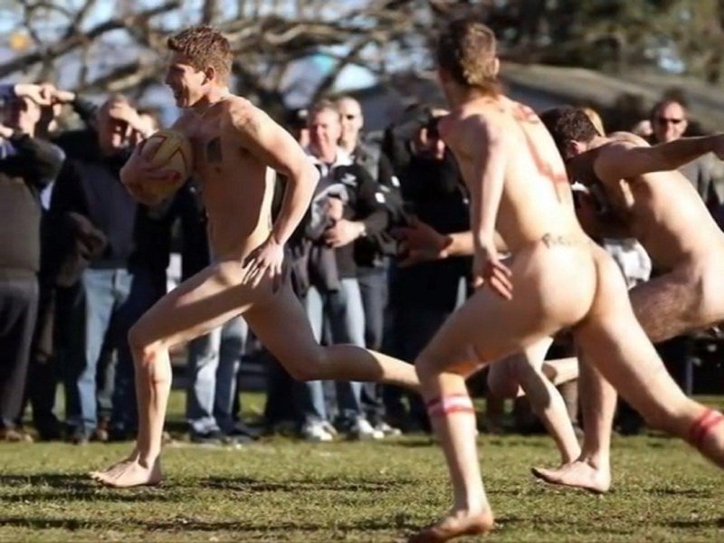 The match of naked rugbyists in New Zealand