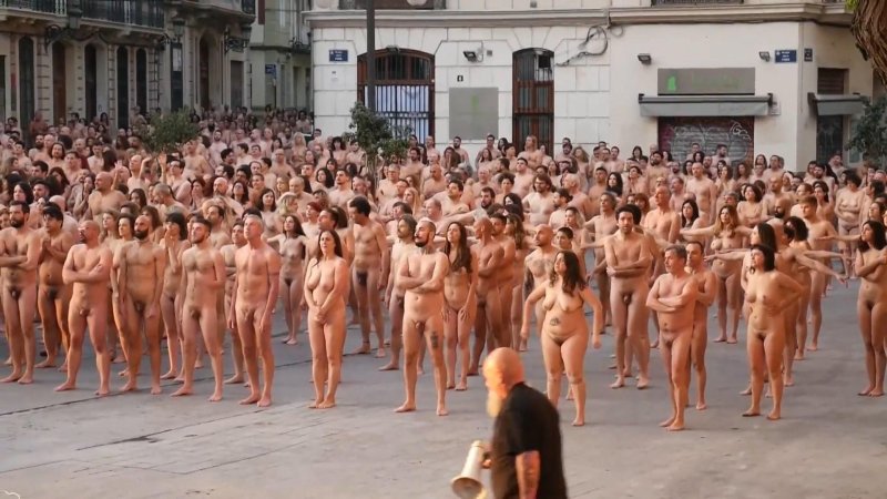 A crowd of naked women