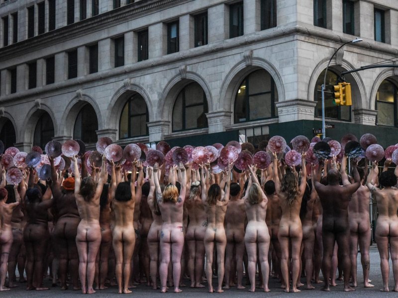 Parade of naked female asses