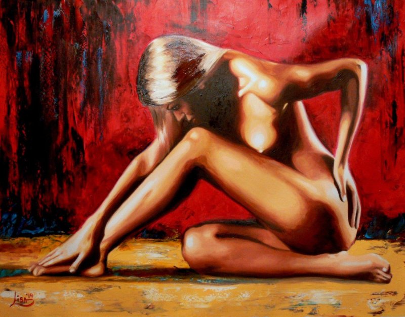 Painting with oil nude