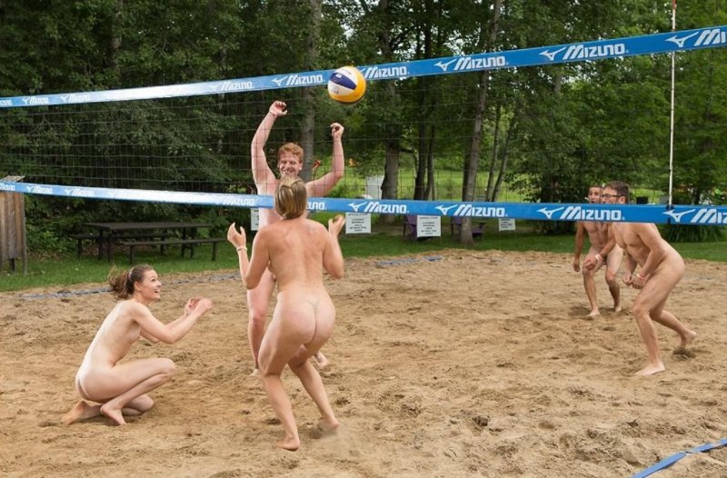 Naked play volleyball