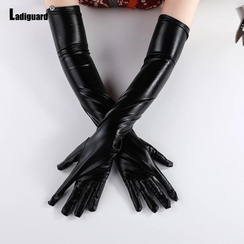 Leather long gloves