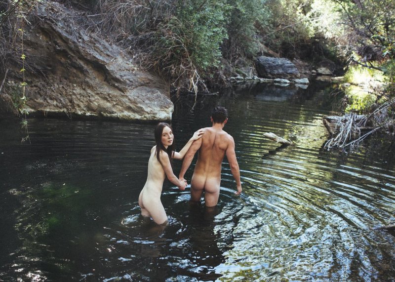 Bathing naked