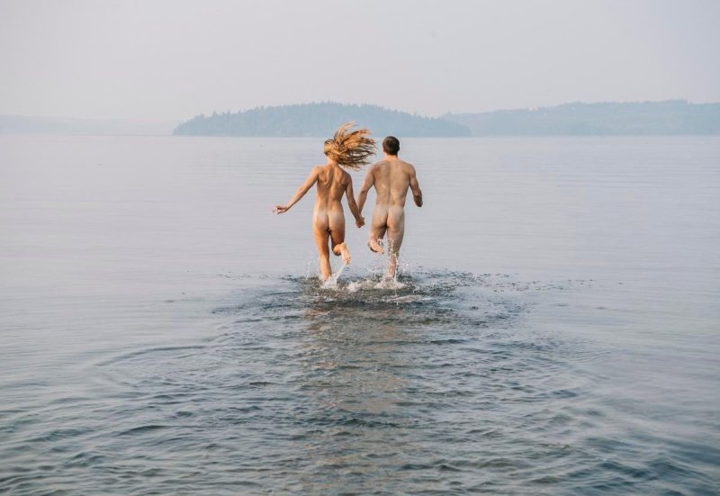 Girl swimming naked