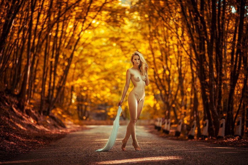 Autumn photo shoot in the style of nude