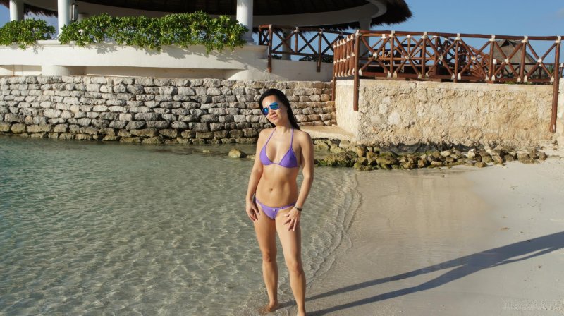 In swimsuits on the beach