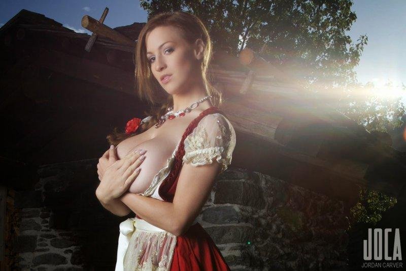 Jordan Carver in Dirndl Naked Breasts