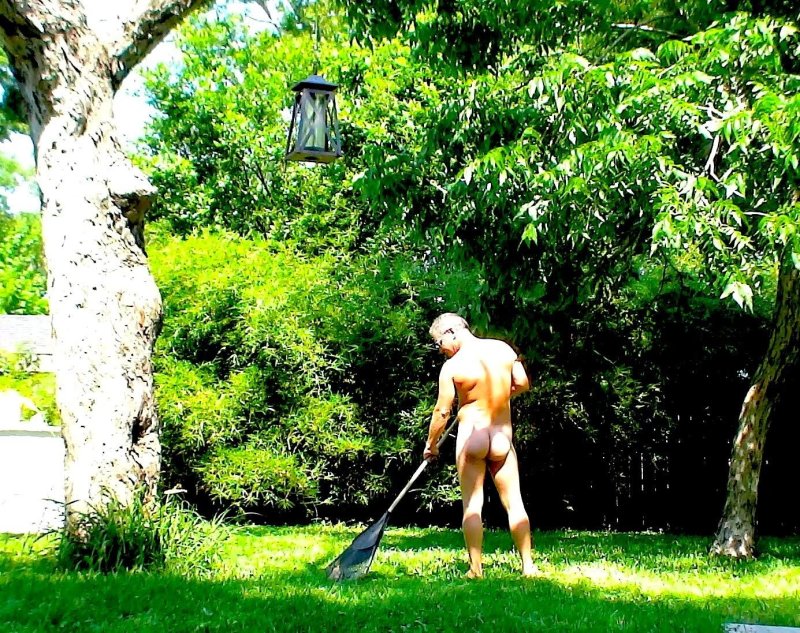 Naked women gardeners