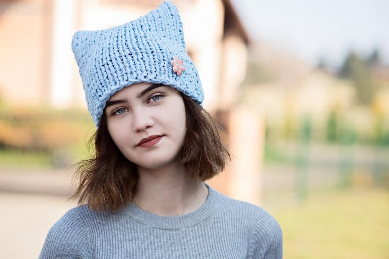 Knitted hat with ears
