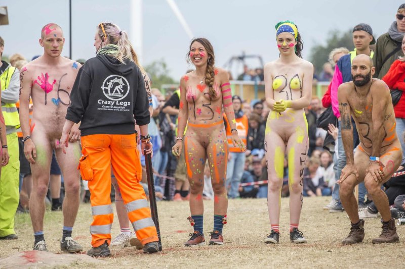 Naked girls on Roskilde Run Festival