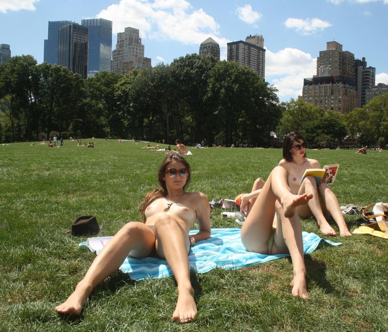 Naked sunbathing in parks