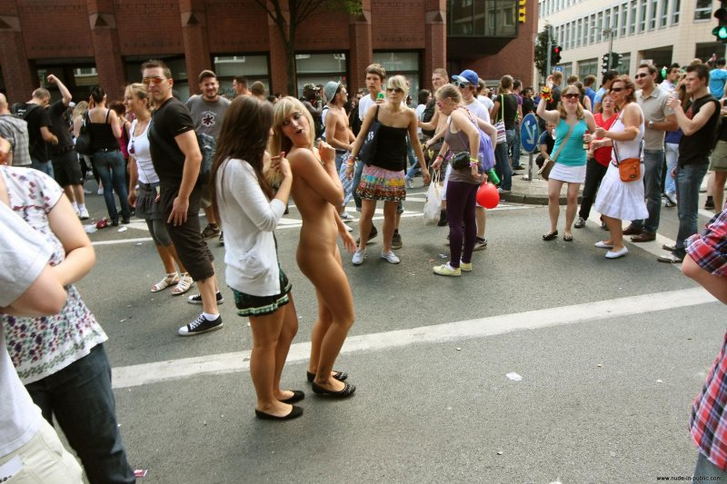 Naked women in front of the audience