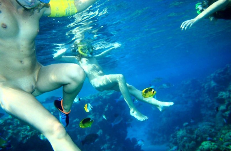 Under water without panties