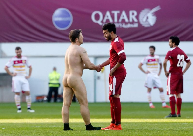 Naked football players