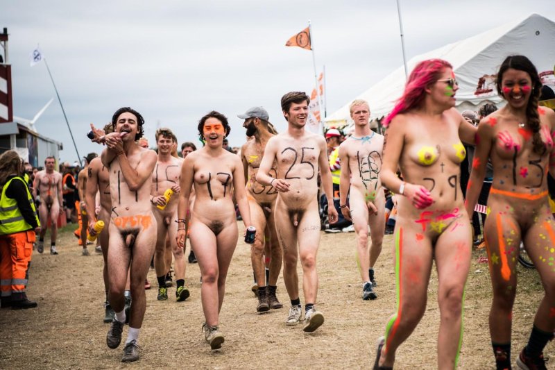Naked girls on Roskilde Run Festival