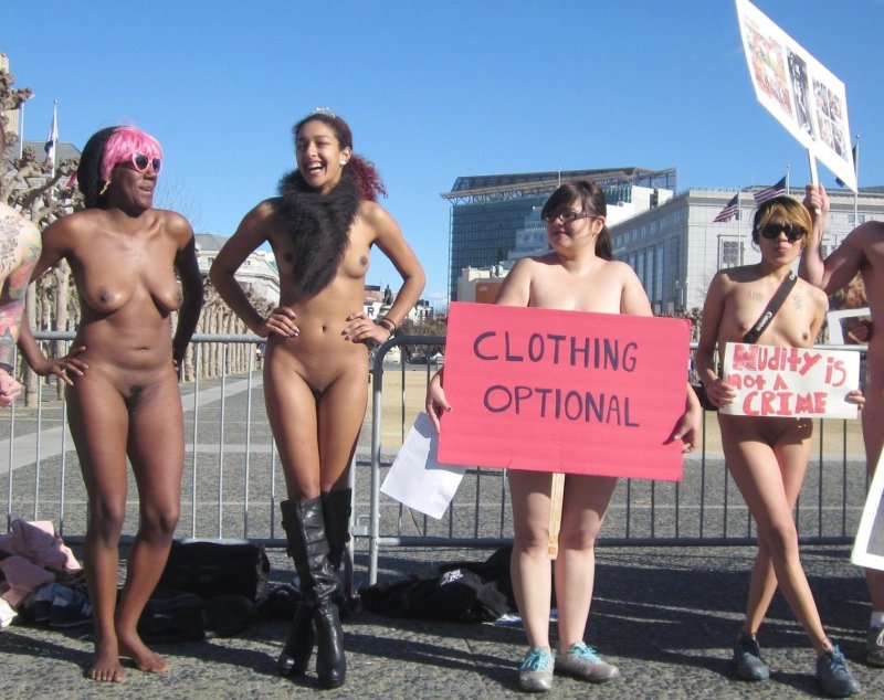 Naked students protest