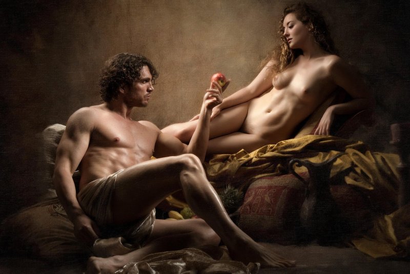 Naked men and female