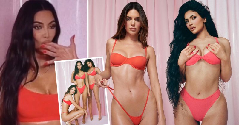 Kendall Jenner in a red swimsuit