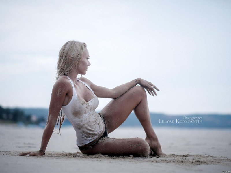 Blonde at sea