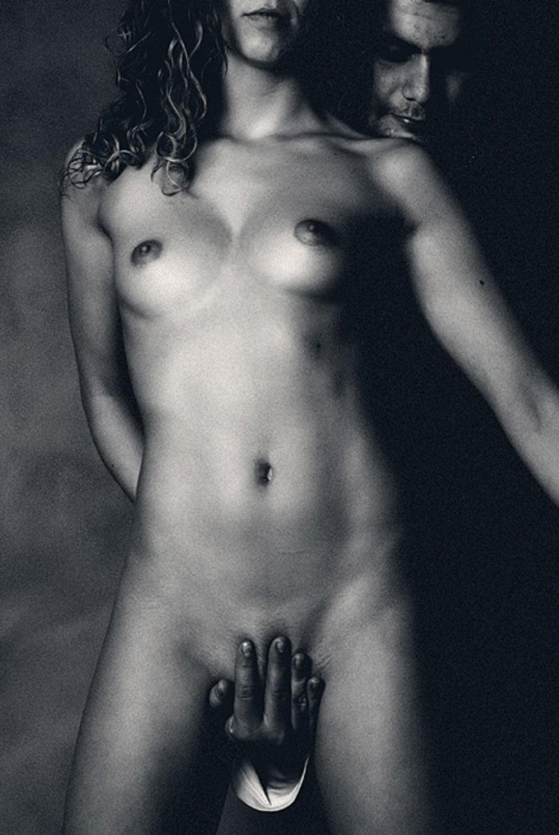 Naked women are hiding