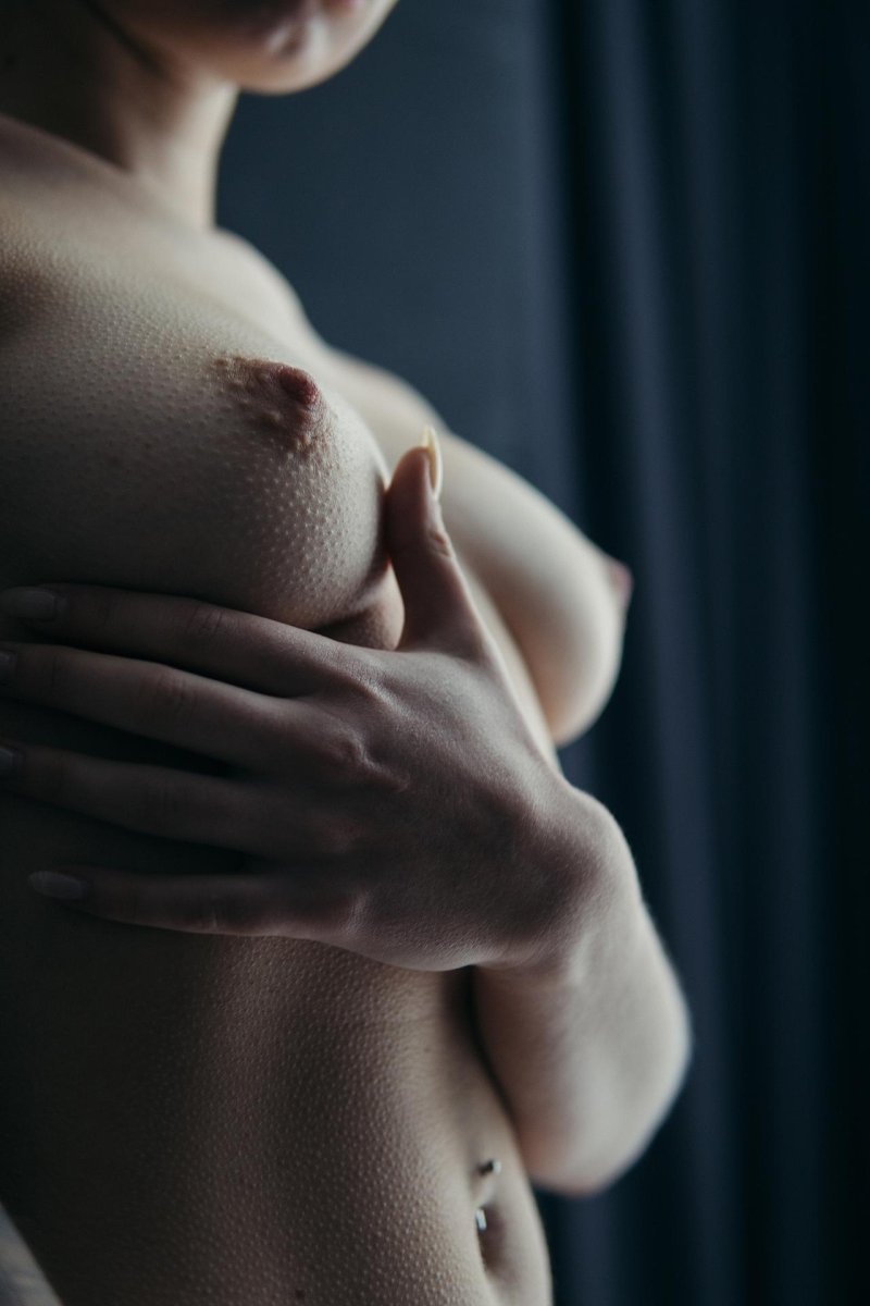 Beautiful breasts in goosebumps