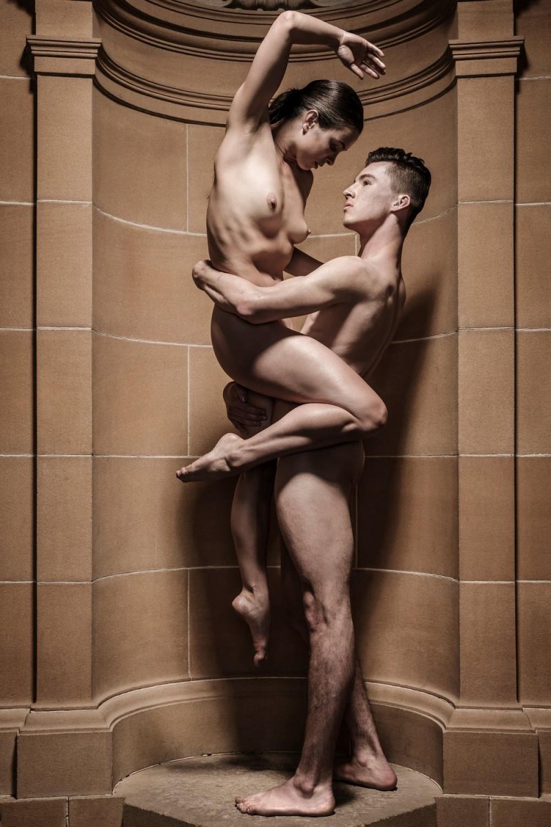 Man and woman in the style of nude