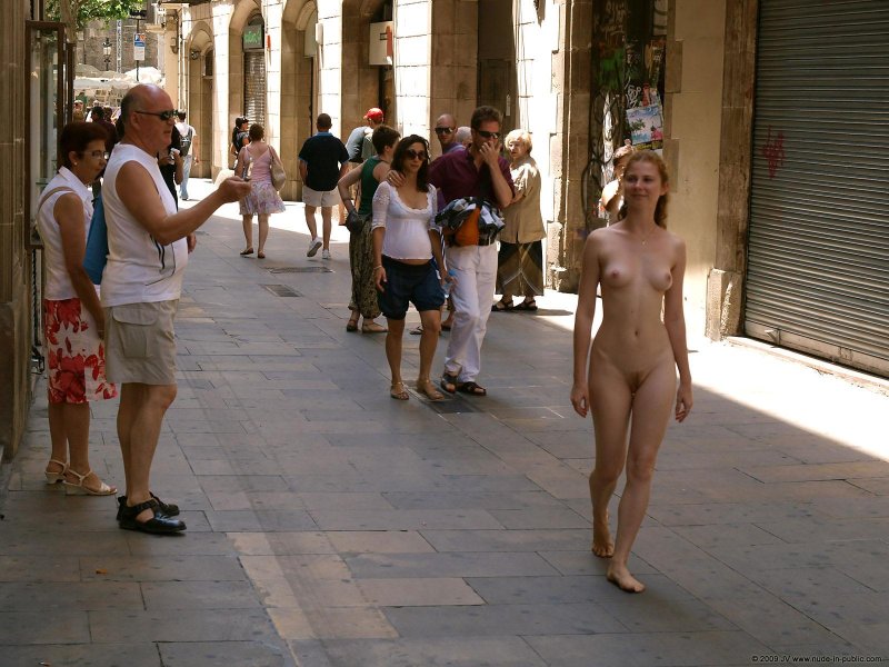 Walking naked along the street