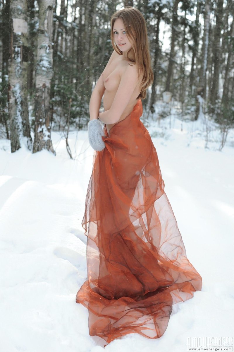 Red girl in winter