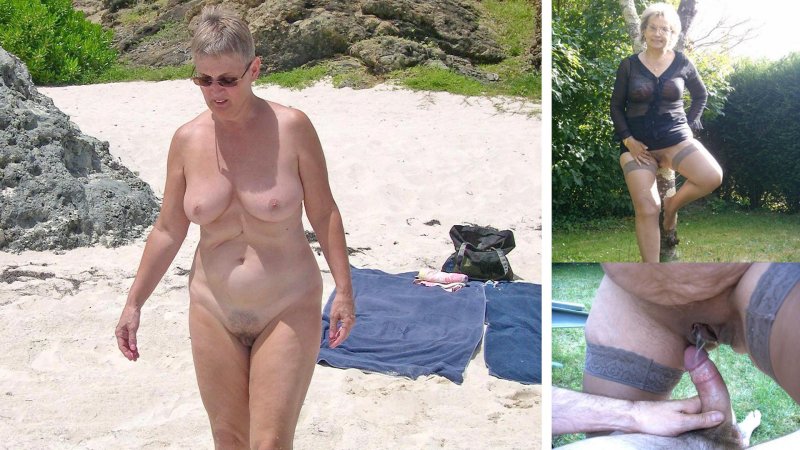 Old women nudist on the beach
