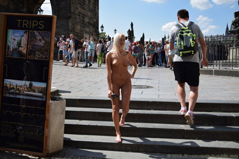 Walking naked along the street