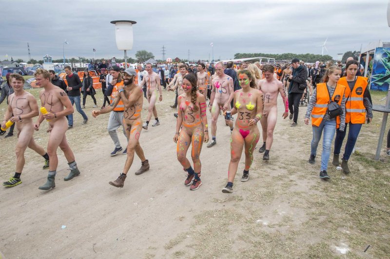 Naked girls on Roskilde Run Festival