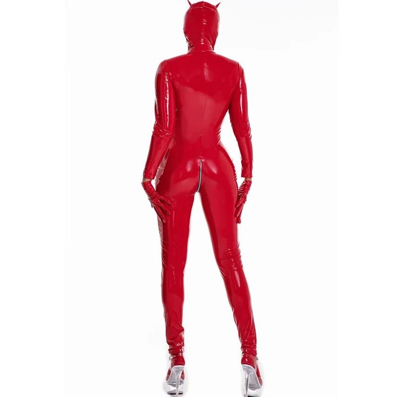 Latex jumpsuit female with mask