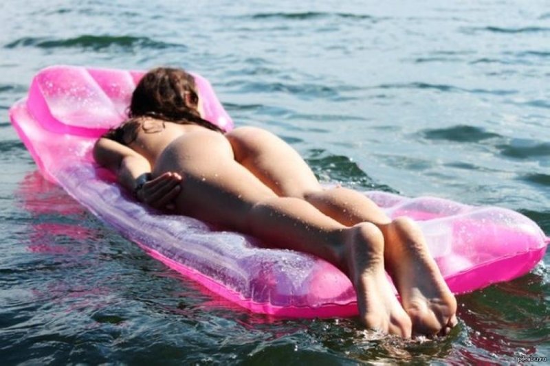 Girl on an inflatable mattress