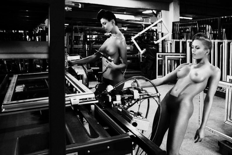 Erotic photo shoot at the factory