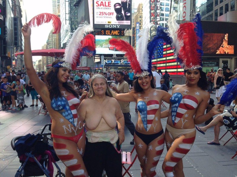 Naked women with Times Square
