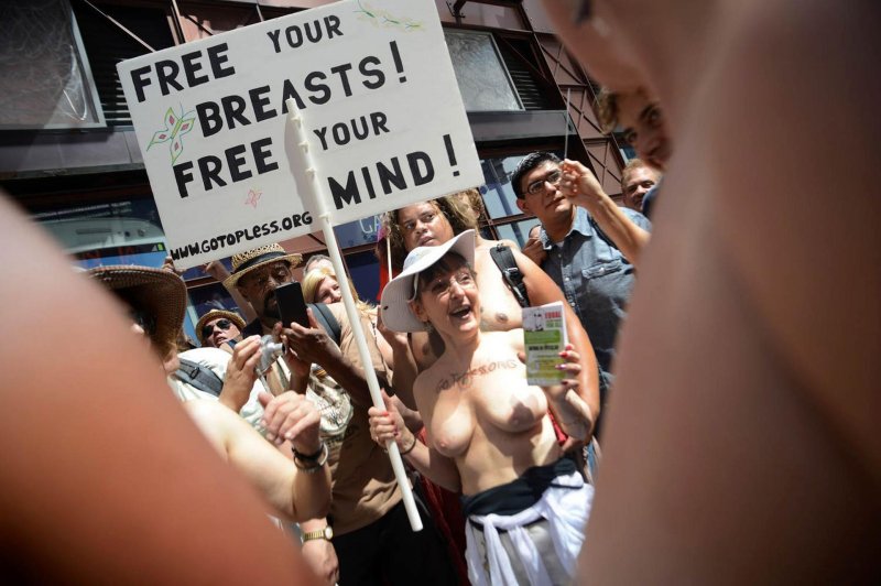 Protest shares with naked boobs