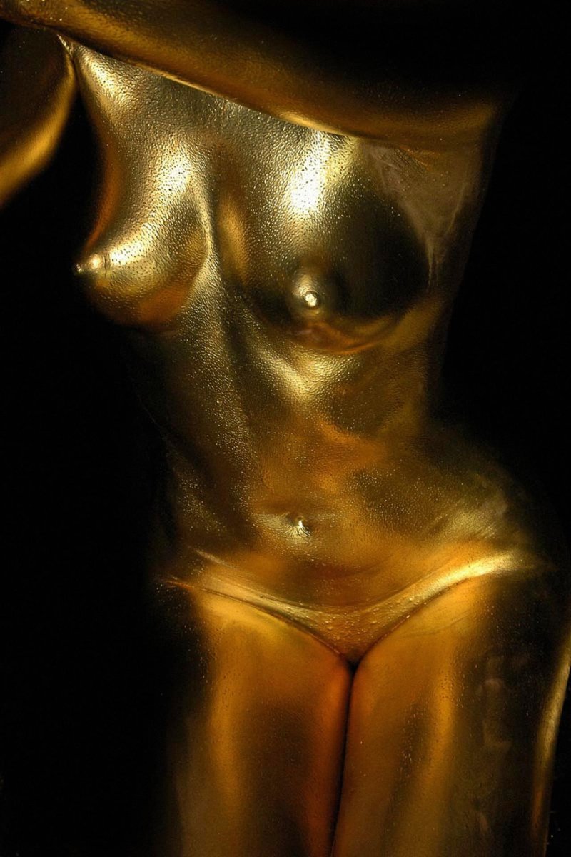 Girl in gold paint